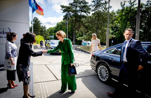 10-06-2026 Queen Maxima and Elke Budenbender visited the International Criminal Court in The Hague on the 2nd day of the 3 day statevisit to the Netherlands. Â  Copyright: xPPEx