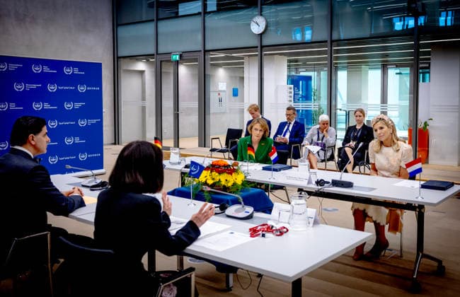 10-06-2026 Queen Maxima and Elke Budenbender visited the International Criminal Court in The Hague on the 2nd day of the 3 day statevisit to the Netherlands. Â  Copyright: xPPEx