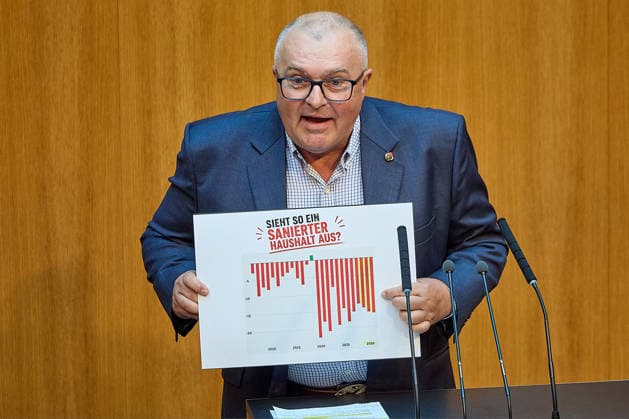 - Wien 09.06.2026 - Budgetrede Österreichisches Parlament - Der Nationalrat trat heute im Hohen Haus zu einer regluären Nationalratssitzung zusammen. Haupthema war die Budetrede des Finanzministers - PHOTO: Arnold Schiefer (FPÖ) sprach als erster nach dem Finanzminister. Vienna (AUSTRIA) - Austrian Parliament National Council session - The National Council met today in Parliament for a regular National Council session. The topic of the plenary session was the Budget Speech by the Austrian Minister of Finance. Budget, Finanzen, Staatsfinanzen, Geld, Steuern, Ausgaben, Einnahmen, Regierung, echtes Dopelbudet 2027 28 , 2028, Schulden, Nationalratssitzung, Nationalrat SItzung Budgetrede *** Vienna 09 06 2026 Budget Speech Austrian 