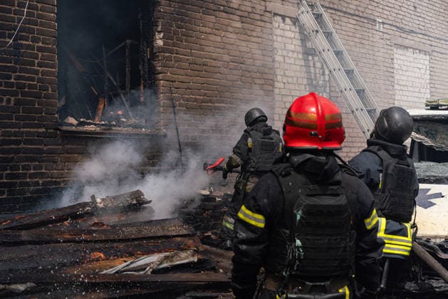 Aftermath of drone strike on Kharkiv Tax Inspectorate KHARKIV, UKRAINE – JUNE 10: Firefighters work at the site of a drone strike on the Payers Center of the Kharkiv Tax Inspectorate in Kharkiv, Ukraine, on June 10, 2026. Emergency crews responded to the scene to extinguish the fire following the attack. Carlo Bravo Anadolu Kharkiv Ukraine. Editorial use only. Please get in touch for any other usage.  Copyright: x2026xAnadoluxCarloxBravox