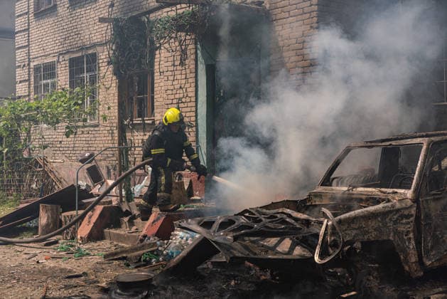 Aftermath of drone strike on Kharkiv Tax Inspectorate KHARKIV, UKRAINE – JUNE 10: Firefighters work at the site of a drone strike on the Payers Center of the Kharkiv Tax Inspectorate in Kharkiv, Ukraine, on June 10, 2026. Emergency crews responded to the scene to extinguish the fire following the attack. Carlo Bravo Anadolu Kharkiv Ukraine. Editorial use only. Please get in touch for any other usage.  Copyright: x2026xAnadoluxCarloxBravox