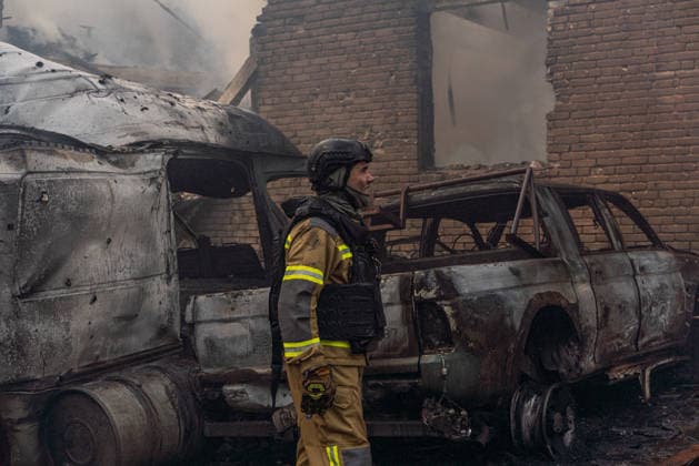 Aftermath of drone strike on Kharkiv Tax Inspectorate KHARKIV, UKRAINE – JUNE 10: Firefighters work at the site of a drone strike on the Payers Center of the Kharkiv Tax Inspectorate in Kharkiv, Ukraine, on June 10, 2026. Emergency crews responded to the scene to extinguish the fire following the attack. Carlo Bravo Anadolu Kharkiv Ukraine. Editorial use only. Please get in touch for any other usage.  Copyright: x2026xAnadoluxCarloxBravox