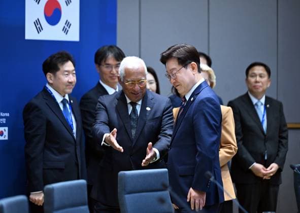 European Union (EU) - Republic of Korea Summit in Brussels BRUSSELS, BELGIUM - JUNE 10: EU Council President Antonio Costa, South Korean President Lee Jae-myung, and EU Commission President Ursula von der Leyen attend the opening of the European Union (EU) - Republic of Korea Summit in Brussels, Belgium, on June 10, 2026. Dursun Aydemir Anadolu Brussels Belgium. Editorial use only. Please get in touch for any other usage.  Copyright: x2026xAnadoluxDursunxAydemirx