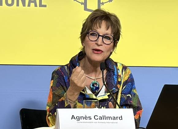 Amnesty International’s Secretary General Agnes Callamard BERLIN, GERMANY - JUNE 10: Amnesty International’s Secretary General Agnes Callamard delivers a speech during a press conference in Berlin, Germany on June 10, 2026. Erbil Basay Anadolu Berlin Germany. Editorial use only. Please get in touch for any other usage.  Copyright: x2026xAnadoluxErbilxBasayx