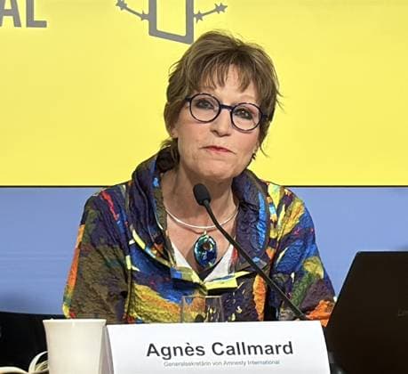Amnesty International’s Secretary General Agnes Callamard BERLIN, GERMANY - JUNE 10: Amnesty International’s Secretary General Agnes Callamard delivers a speech during a press conference in Berlin, Germany on June 10, 2026. Erbil Basay Anadolu Berlin Germany. Editorial use only. Please get in touch for any other usage.  Copyright: x2026xAnadoluxErbilxBasayx