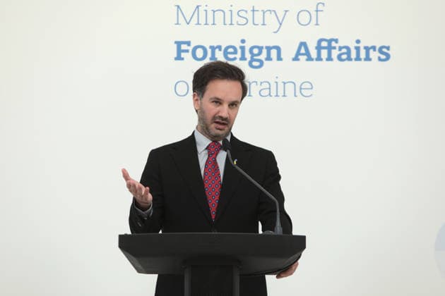 Spokesperson of the Ukrainian Ministry of Foreign Affairs Heorhii Tykhyi holds a briefing on Ukrainian-Polish relations and diplomatic solutions concerning defence and logistics, Kyiv, Ukraine, June 10, 2026. The official said that Ukraine was negotiating the transfer of a number of interceptor missiles that were nearing the end of their service life. (Photo by Hennadii Minchenko Ukrinform) Briefing of Ukrainian Foreign Ministry’s spokesperson in Kyiv  Copyright: xHennadiixMinchenkox
