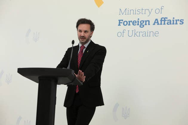 Spokesperson of the Ukrainian Ministry of Foreign Affairs Heorhii Tykhyi holds a briefing on Ukrainian-Polish relations and diplomatic solutions concerning defence and logistics, Kyiv, Ukraine, June 10, 2026. The official said that Ukraine was negotiating the transfer of a number of interceptor missiles that were nearing the end of their service life. (Photo by Hennadii Minchenko Ukrinform) Briefing of Ukrainian Foreign Ministry’s spokesperson in Kyiv  Copyright: xHennadiixMinchenkox
