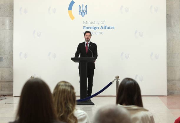 Spokesperson of the Ukrainian Ministry of Foreign Affairs Heorhii Tykhyi holds a briefing on Ukrainian-Polish relations and diplomatic solutions concerning defence and logistics, Kyiv, Ukraine, June 10, 2026. The official said that Ukraine was negotiating the transfer of a number of interceptor missiles that were nearing the end of their service life. (Photo by Hennadii Minchenko Ukrinform) Briefing of Ukrainian Foreign Ministry’s spokesperson in Kyiv  Copyright: xHennadiixMinchenkox