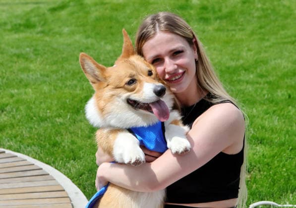 RECORD DATE NOT STATED A woman hugs a Welsh Corgi dog during the Corgiia: Corgi Race festival, organized to mark the fourth celebration of International Corgi Day, at the Pawwer dog sports arena in Kyiv, Ukraine, on June 6, 2026 (Photo by Volodymyr Tarasov Ukrinform) Corgi Race festival held in Kyiv  Copyright: xVolodymyrxTarasovx