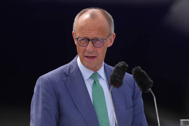 Eroeffnung der Luft- und Raumfahrtmesse ILA 2026 mit Bundeskanzler Bundeskanzler Friedrich Merz im Portrait bei seiner Rede bei der Eroeffnung der Internationalen Luft- und Raumfahrtmesse ILA 2026 auf dem EXPO Gelaende in Berlin, Berlin, 10.06.2026 Berlin Berlin Deutschland *** Opening of the International Aerospace Exhibition ILA 2026 with Federal Chancellor Federal Chancellor Friedrich Merz in portrait during his speech at the opening of the International Aerospace Exhibition ILA 2026 at the EXPO grounds in Berlin, Berlin, 10 06 2026 Berlin Berlin Germany
