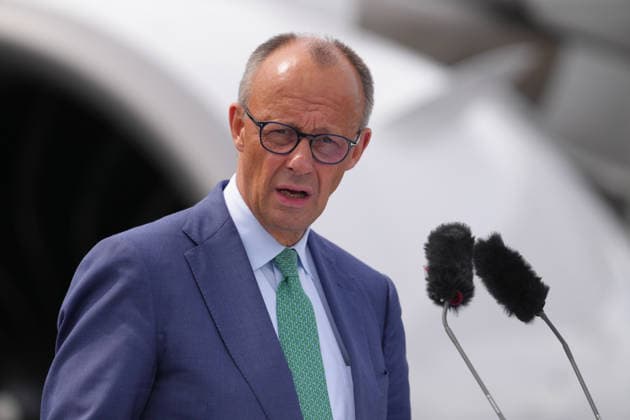 Eroeffnung der Luft- und Raumfahrtmesse ILA 2026 mit Bundeskanzler Bundeskanzler Friedrich Merz im Portrait bei seiner Rede bei der Eroeffnung der Internationalen Luft- und Raumfahrtmesse ILA 2026 auf dem EXPO Gelaende in Berlin, Berlin, 10.06.2026 Berlin Berlin Deutschland *** Opening of the International Aerospace Exhibition ILA 2026 with Federal Chancellor Federal Chancellor Friedrich Merz in portrait during his speech at the opening of the International Aerospace Exhibition ILA 2026 at the EXPO grounds in Berlin, Berlin, 10 06 2026 Berlin Berlin Germany