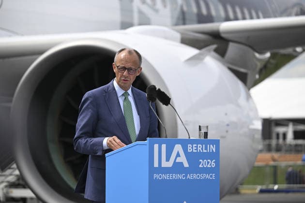 International Aerospace Exhibition (ILA Berlin) BERLIN, GERMANY - JUNE 10: German Chancellor Friedrich Merz visits the International Aerospace Exhibition (ILA Berlin), under the theme Pioneering Aerospace, on June 10, 2026, in Berlin, Germany. Halil Sagirkaya Anadolu Berlin Germany. Editorial use only. Please get in touch for any other usage.  Copyright: x2026xAnadoluxHalilxSagirkayax