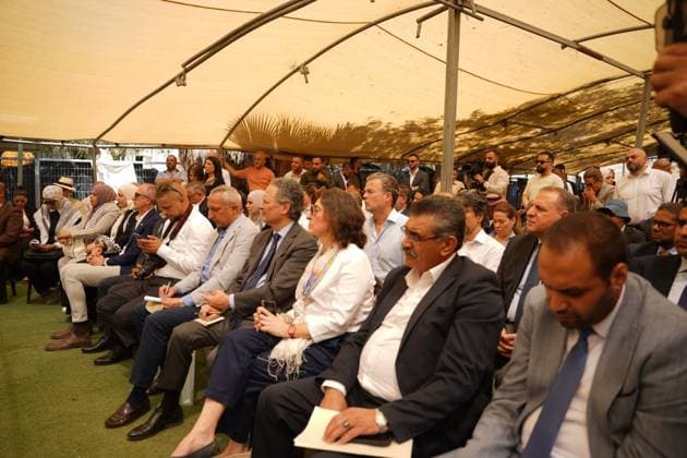 Diplomats visit Khan al-Ahmar amid concerns over displacement Arab and foreign ambassadors and consuls accredited to the State of Palestine, accompanied by Palestinian ministers, visit the village of Khan al-Ahmar, east of Jerusalem, on June 10, 2026, during a field tour organized by the Palestinian government to assess the conditions of residents facing the threat of displacement. Photo by Prime Minister Office apaimages Ramallah West Bank Palestinian Territory 100626_Jerusalem_PMO_00(10).jpeg Copyright: xapaimagesxPrimexMinisterxOfficex xapaimagesx