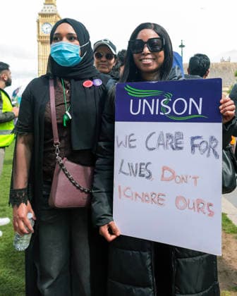 . 10 06 2026. London, United Kingdom. UNISON Visa Protest. UNISON marches on Westminster over broken promise to care workers. The day of action marks a significant escalation in the union™s Fair Visa Campaign, by taking it directly to Downing Street and the Home Office for the first time.  xMartynxWheatleyx xi-Imagesx IIM-26823-0013