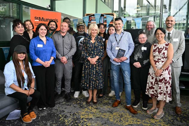 Queen Camilla visits one of St Mungo s homelessness accommodation sites in south London Britain s Queen Camilla members of staff, service users, and Lewisham Mayor Liam Shrivastava (R) during a visit to one of St Mungo s homelessness accommodation sites in south London, on June 10, 2026. St Mungo s homelessness charity, founded in 1969, has for the past 56 years been supporting people as they rebuild their lives., Credit:JUSTIN TALLIS PA ROTA - B68 Avalon United Kingdom, London  Copyright: xJUSTINxTALLISx xPAxROTAx-xB68x xAvalonx 1109323790