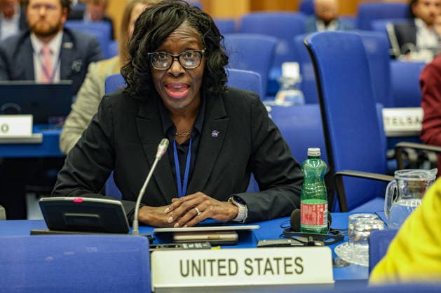 June 10, 2026, New York, New York, USA: LAKIESHA HAWKINS, Acting Deputy Associate Administrator for NASAÃ¢â‚¬â ¢s Exploration Systems Development Mission Directorate, speaks during the opening day of the 69th session of COPUOS. HAWKINS discussed NASAÃ¢â‚¬â ¢s Artemis campaign, including the planned Artemis III and Artemis IV missions, highlighting international cooperation, the role of UNOOSA and future human exploration of the Moon. New York USA  - ZUMAo116 20260610_znp_o116_005 Copyright: xBiancaxOterox