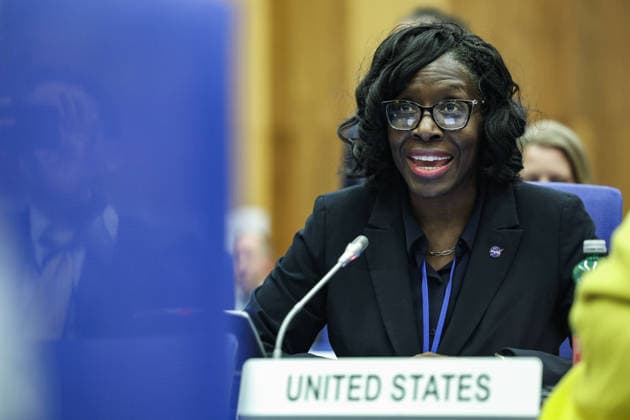 June 10, 2026, New York, New York, USA: LAKIESHA HAWKINS, Acting Deputy Associate Administrator for NASAÃ¢â‚¬â ¢s Exploration Systems Development Mission Directorate, speaks during the opening day of the 69th session of COPUOS. HAWKINS discussed NASAÃ¢â‚¬â ¢s Artemis campaign, including the planned Artemis III and Artemis IV missions, highlighting international cooperation, the role of UNOOSA and future human exploration of the Moon. New York USA  - ZUMAo116 20260610_znp_o116_003 Copyright: xBiancaxOterox