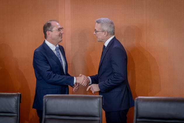 Kabinettsitzung, Bundesregierung, Auftakt Auftakt, Kabinettsitzung, Bundesregierung, Alexander Dobrindt, Bundesinnenminister, Karsten Wildberger, Bundesminister, Digitales Berlin Berlin GER *** Cabinet meeting, Federal Government, Kick-off Kick-off, Cabinet meeting, Federal Government, Alexander Dobrindt, Federal Minister of the Interior, Karsten Wildberger, Federal Minister, Digital Berlin Berlin GER