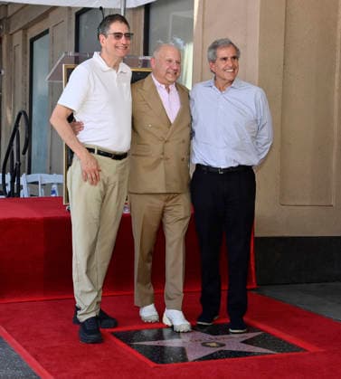 Tom Rothman, Chairman & CEO, Sony Pictures Motion Picture Group, Chris Meledandri, CEO, Illumination and Peter Chernin (L-R) attend an unveiling ceremony honoring Chris Meledandri with the 2,848th star on the Hollywood Walk of Fame in Los Angeles on Wednesday, June 10, 2026.  LAP2026061019 JIMxRUYMEN