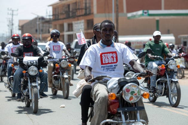 Demokratik Kongo Cumhuriyeti nde, Ebola salginina karsi farkindalik konvoyu BUNIA, DEMOCRATIC REPUBLIC OF THE CONGO - JUNE 10: Motorcycle riders take part in an awareness convoy organized by the World Health Organization (WHO) to educate the public about the Ebola virus in Bunia, Ituri province, Democratic Republic of the Congo, on June 10, 2026. Wearing t-shirts that read Stop Ebola in English and carrying banners with preventive health measures, the Congolese riders paraded through the city streets to raise community awareness amidst a recent outbreak of the Ebola strain. Stringer Anadolu Bunia Democratic Republic of the Congo. Editorial use only. Please get in touch for any other usage.  Copyright: x2026xAnadoluxStringerx