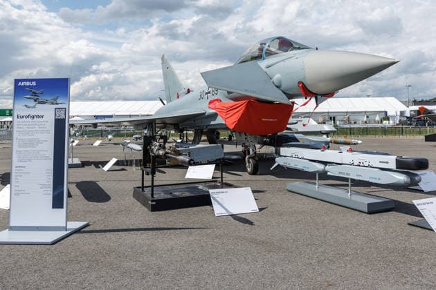 Ausstellung bei der Internationalen Luft- und Raumfahrtausstellung (ILA), Berlin ExpoCenter Airport Ausstellung der Eurofighter bei der Internationalen Luft- und Raumfahrtausstellung (ILA), Berlin ExpoCenter Airport in Berlin-Brandenburg am 10.06.2026. Berlin Deutschland *** Exhibition at the International Aerospace Exhibition ILA , Berlin ExpoCenter Airport Exhibition of the Eurofighter at the International Aerospace Exhibition ILA , Berlin ExpoCenter Airport in Berlin Brandenburg on 10 06 2026 Berlin Germany