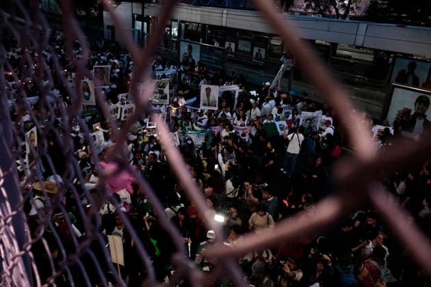 June 10, 2026, Mexico City, Cdmx, Mexico: Hours before the opening of the 2026 FIFA World Cup at Mexico City Stadium, hundreds of mothers, search collectives, and relatives of disappeared persons marched to try to reach the stadium. This proved impossible, as the government of Clara Brugada has spent several days erecting metal barriers and deploying hundreds of police officers a mile away from the stadium. Families of victims of enforced disappearance chanted slogans demanding that Mayor Claudia Sheinbaum acknowledge that there is a budget to host a large-scale sporting event, but no resources to search for the more than 133,000 disappeared persons. They argued that these families are doing the work of the Attorney General s Offices becaus - ZUMAp204 20260610_zip_p204_065 Copyright: xJosuexPerezx
