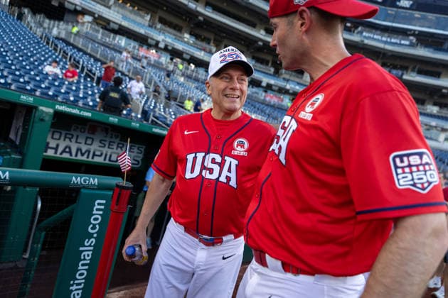 Congressional Baseball Game in Washington, DC WASHINGTON, DC, UNITED STATES - JUNE 10: House Minority Leader Steve Scalise (R-LA) talks with Congressman Clay Fuller (R-GA) ahead of the Congressional Baseball Game at Nationals Park in Washington, DC, United States, on June 10, 2026. Nathan Posner Anadolu Washington, DC United States. Editorial use only. Please get in touch for any other usage.  Copyright: x2026xAnadoluxNathanxPosnerx