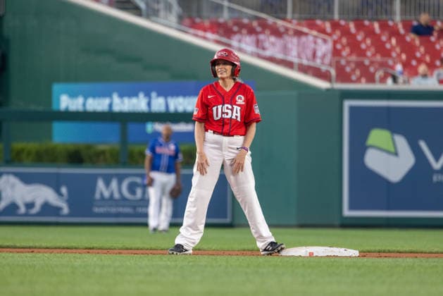 Congressional Baseball Game in Washington, DC WASHINGTON, DC, UNITED STATES - JUNE 10: Senator Joni Ernst (R-IA) pinch runs during the Congressional Baseball Game at Nationals Park in Washington, DC, United States, on June 10, 2026. Nathan Posner Anadolu Washington, DC United States. Editorial use only. Please get in touch for any other usage.  Copyright: x2026xAnadoluxNathanxPosnerx
