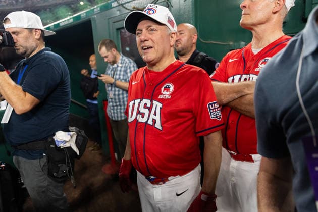 Congressional Baseball Game in Washington, DC WASHINGTON, DC, UNITED STATES - JUNE 10: House Minority Leader Steve Scalise (R-LA) is seen during the Congressional Baseball Game at Nationals Park in Washington, DC, United States, on June 10, 2026. Nathan Posner Anadolu Washington, DC United States. Editorial use only. Please get in touch for any other usage.  Copyright: x2026xAnadoluxNathanxPosnerx