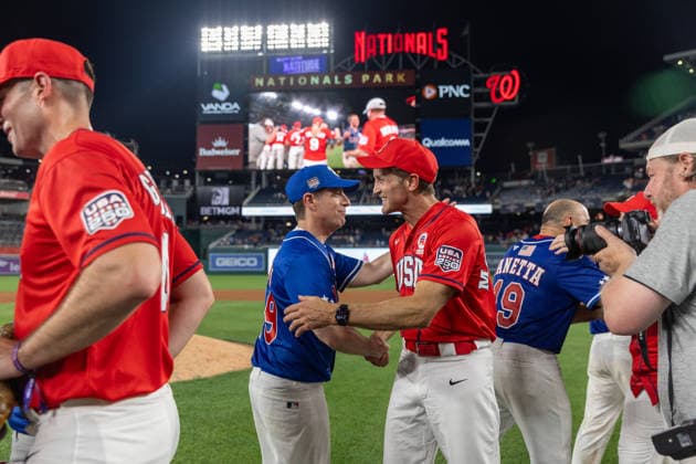 Congressional Baseball Game in Washington, DC WASHINGTON, DC, UNITED STATES - JUNE 10: Congressional Republicans and Democrats shake hands following the Congressional Baseball Game at Nationals Park in Washington, DC, United States, on June 10, 2026. Nathan Posner Anadolu Washington, DC United States. Editorial use only. Please get in touch for any other usage.  Copyright: x2026xAnadoluxNathanxPosnerx