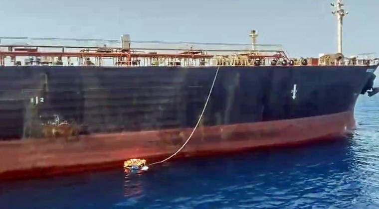 RECORD DATE NOT STATED Palau-flagged oil tanker MT Settebello with 24 Indian seafarers on board attacked by U.S. Forces in Oman New Delhi, Jun 11 (ANI): A visual of the Palau-flagged oil tanker MT Settebello, with 24 Indian seafarers on board, attacked by U.S. forces off the coast of Oman, near Strait of Hormuz, on Wednesday (June 10). 21 Indian seafarers rescued, while 3 are reportedly missing. (Forward Seamen™s Union of India ANI Video Grab) NEW DELHI Delhi India Copyright: xANIx ANI_20260611007