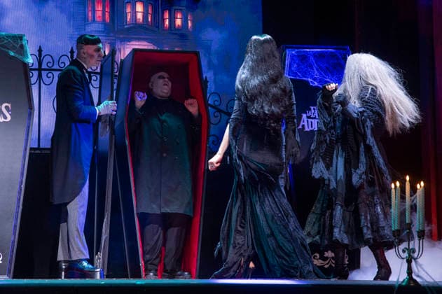 June 11, 2026, Madrid, Madrid, Spain: (L-R) JAVIER CANALES, OMAR CALICCHIO, NATALIA MILLAN AND AMPARO SAIZAR performs on stage during the theatre play of The Addams Family The Musical at the Calderon Theater on June 11, 2026 in Madrid, Spain. Madrid Spain  - ZUMAc312 20260611_zsp_c312_023 Copyright: xOscarxManuelxSanchezx