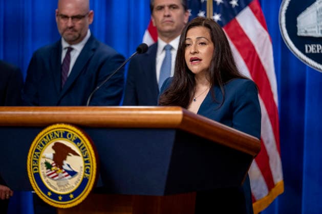 Acting Director of the Office of Refugee Resettlement Angie Salazar speaks during a press conference at the Department of Justice in Washington, DC on Thursday, June 11, 2026. The leaders announced the government s effort to locate and safeguard unaccompanied alien children (UAC), or children under age 18 who lack both lawful immigration status in the United States, and a parent or legal guardian in the United States.  WAP202606111154 DANIELxHEUER