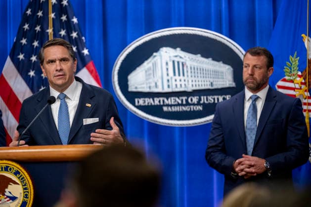 Acting Attorney General Todd Blanche speaks during a press conference at the Department of Justice in Washington, DC on Thursday, June 11, 2026. The leaders announced the government s effort to locate and safeguard unaccompanied alien children (UAC), or children under age 18 who lack both lawful immigration status in the United States, and a parent or legal guardian in the United States.  WAP202606111145 DANIELxHEUER