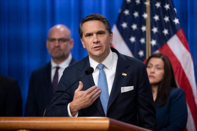 Acting Attorney General Todd Blanche speaks during a press conference at the Department of Justice in Washington, DC on Thursday, June 11, 2026. The leaders announced the government s effort to locate and safeguard unaccompanied alien children (UAC), or children under age 18 who lack both lawful immigration status in the United States, and a parent or legal guardian in the United States.  WAP202606111147 DANIELxHEUER