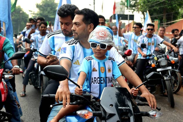 June 11, 2026, Rangamati, Rangamati Hill Tracts, Bangladesh: Welcoming the Greatest Show on Earth , the FIFA World Cup 2026, passionate fans and supporters of Argentina held a massive showdown and colorful rally in the scenic hill town of Rangamati. Hundreds of Albiceleste fans joined the celebration to express their deep love and excitement for their favorite team.........................The grand rally kicked off from the Reserve Bazar area of Rangamati town. Wearing the iconic sky blue and white jerseys, ecstatic fans waved both the national flag of Bangladesh and the flag of Argentina, filling the air with music, dances, slogans, and joyous cheers.........................A massive convoy comprising motorcycles, CNG-run autorickshaws, t - ZUMAs308 20260611_zip_s308_012 Copyright: xMohammedxShajahanx