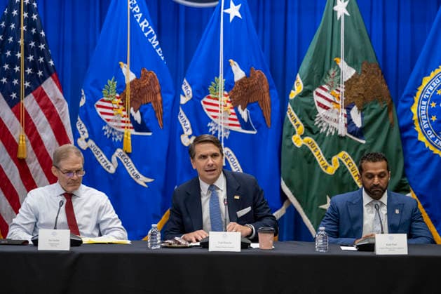 Acting Attorney General Todd Blanche speaks during a roundtable on education at the Department of Justice in Washington, DC on Thursday, June 11, 2026.  WAP202606111162 DANIELxHEUER