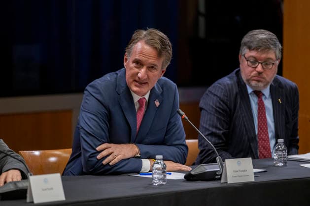 Former Governor Glenn Youngkin, R-VA, speaks during a roundtable on education at the Department of Justice in Washington, DC on Thursday, June 11, 2026.  WAP202606111184 DANIELxHEUER