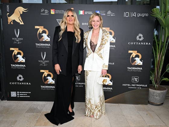 IPA85584399 - Taormina, 72nd Taormina Film Fest 2026 Night 2, Cocktail Reception Pictured: Tiziana Rocca, Abbie Cornish  Copyright: xMaurizioxD avanzox xDxAvanzo Mangiarottix 85584399