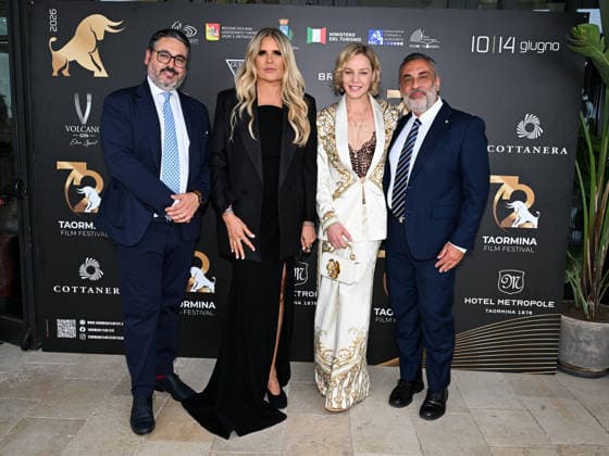 IPA85584400 - Taormina, 72nd Taormina Film Fest 2026 Evening 2, Cocktail Reception Pictured: Felice Panebiando, Tiziana Rocca, Abbie Cornish, Bernardo Campo  Copyright: xMaurizioxD avanzox xDxAvanzo Mangiarottix 85584400