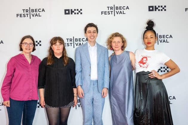 Just Look Up Premiere, 25th Tribeca Film Festival in New York, USA - 11 Jun 2026 (L-R) Signe Byrge Sørensen, Betsy Hershey, Michael Greenberg, Emma Wall and Natja Noviani Rosner attend the Just Look Up Premiere during the 2026 Tribeca Film Festival at SVA Theater. New York United States Copyright: xRonxAdarx xSOPAxImagesx _radar_jlu_06112026_00029