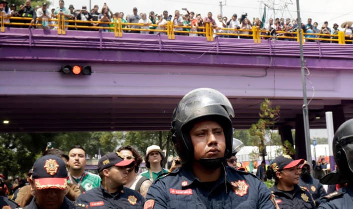 June 11, 2026, Mexico City, Mexico City, mexico: A riot police unit is guarding the Mexico City stadium in response to protests taking place today. Mexico City mexico - ZUMAt178 20260611_zip_t178_029 Copyright: xNadiaxTecuapetlax