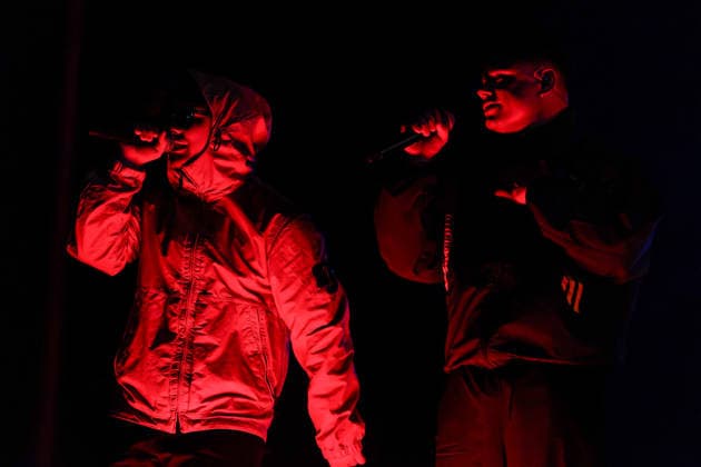 June 12, 2026, Porto, Portugal: MÃ›glaÃa Bap and Mo Chara of the Irish hip?hop group Kneecap perform together during the first day of Primavera Sound Porto 2026 at Parque da Cidade. Porto Portugal  - ZUMAs197 20260612_aaa_s197_015 Copyright: xDiogoxBaptistax