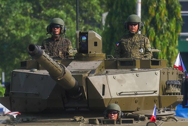 Philippines holds military parade to mark 128th Independence Day MANILA, PHILIPPINES - JUNE 12: Military personnel manoeuvre Sabrah light tanks during a military parade marking the 128th anniversary of Independence Day, in Manila, Philippines, on June 12, 2026. The military parade, which is consisted of the Air Force, Army and Navy and other forces, features different weapons and military assets, including the Israel-made The SPYDER Surface-to-air Missile Systems and Sabrah light tanks. It comes at a time of heightened tensions between Beijing and Manila in the South China Sea. Daniel Ceng Anadolu Manila Philippines. Editorial use only. Please get in touch for any other usage.  Copyright: x2026xAnadoluxDanielxCengx