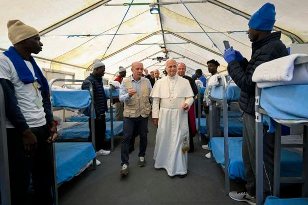 SPAGNA -POPE LEON XIV MEETING WITH MIGRANTS AT THE LAS RAICES CENTER ITALY REL - June 12, 2026 Apostolic Journey to Spain – Pope Leo XIV: Meeting with Migrants at the Las Raíces Center EDITORIAL USE ONLY - NO BOOKS Copyright: xVATICANxMEDIAx xCatholicxPressxPhotox