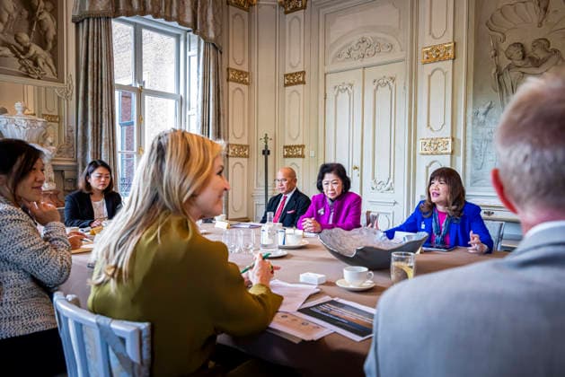 12-06-2026 HtB Queen Maxima during a meeting with the representatives of the Indonesian Employers Association APINDO to discuss what employers can do for the financial health of their employees at Huis ten Bosch palace in The Hague Â  Copyright: xPPEx
