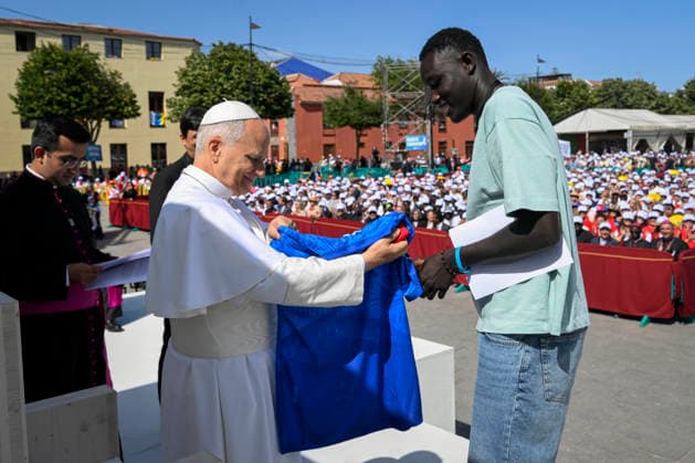 POPE LEON XIV MEETING WITH ORGANIZATIONS WORKING ON MIGRANT INTEGRATION June 12, 2026 ITALY REL - June 12, 2026 Apostolic Journey to Spain - Pope Leo XIV - Meeting with organizations working on migrant integration EDITORIAL USE ONLY - NO BOOKS Copyright: xVATICANxMEDIAx xCatholicxPressxPhotox