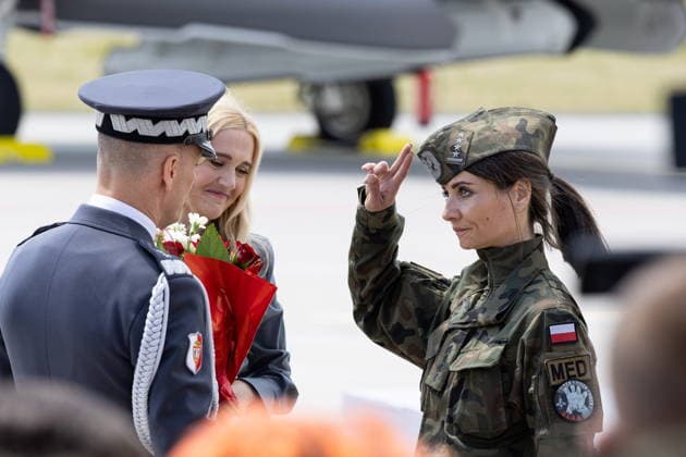 Lask 11.06.2026. The ceremony of official acceptance of F-35 aircraft into the Polish Armed Forces in 32nd Tactical Air Base Ceremonia oficjalnego przyjecia samolotow F-35 do Sil Zbrojnych w 32 Bazie Lotnictwa Taktycznego w Lasku. Persons Shown: Paulina Kosiniak-Kamysz Magdalena Boryc-Krakowian zona Slaba Fot. Antoni Byszewski Arena Akcji NEWSPIX.PL --- newspix.pl POLAND OUT! 