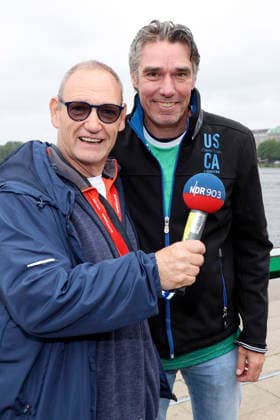 Karsten Sekund und Michael Stich beim 20. Drachenbootrennen 2026 der Michael Stich Stiftung auf der Alster. Hamburg, 12.06.2026 *** Karsten Sekund and Michael Stich at the 20 Dragon Boat Race 2026 of the Michael Stich Foundation on the Alster Hamburg, 12 06 2026 Foto:xgbrcix xFuturexImagex drachenboot_6602