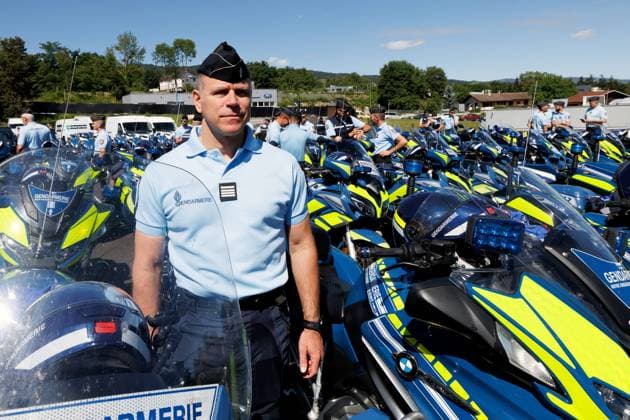 GENEVA BARRACKS BEFORE THE G7 PHOTOPQR LE DAUPHINE Grégory YETCHMENIZA La Roche sur Foron 12 06 2026 La Roche sur Foron Haute Savoie , June 12 Final stretch for the 6,100 gendarmes mobilized to secure the G7 summit to be held in Evian les Bains, Haute Savoie, from June 15 to 17 To meet all their needs and guarantee optimum operational support, a Gendarmerie Nationale BLA forward logistics base has been set up at Rochexpo, in La Roche sur Foron A major logistical challenge to ensure the full operability of the thousands of military personnel and 1,400 vehicles mobilized on our photo Chef descadron Vincent Pautrat, commander of the Haute Savoie departmental flow control squadron EDCF 74 and head of all motorcycle units for the G7 Grégory Yet  Copyright: xPHOTOPQR LExDAUPHINE MAXPPPxGrégoryxYETCHMENIZAx 20260612JDL5936 20260612JDL5936